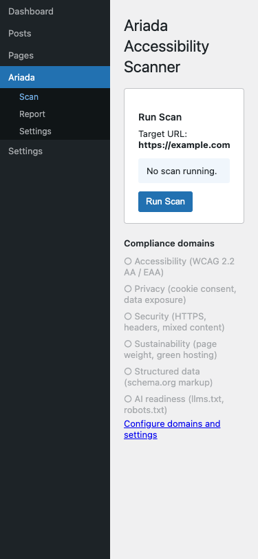 Mobile 375 px view of the scan page — stacked layout within wp-admin mobile frame
